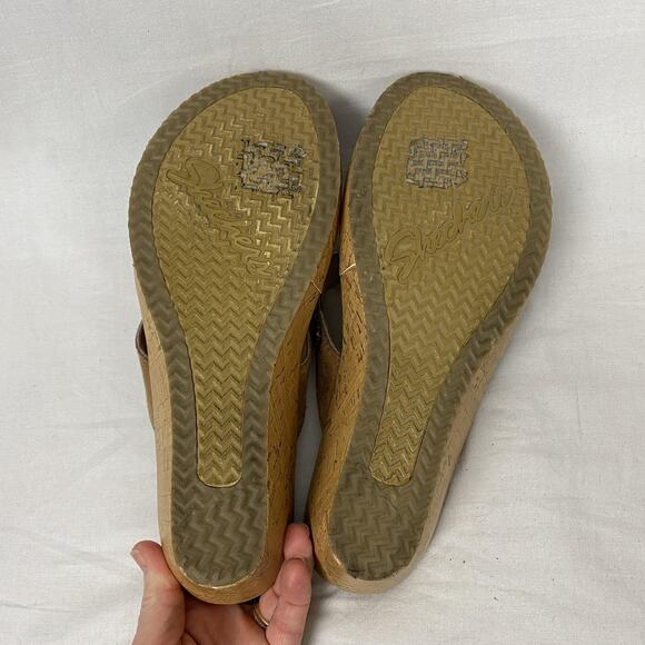 Skechers Beverlee Bizzy Babe Wedge Sandal Womens 10 Brown Rhinestone Luxe Foam - Picture 12 of 14